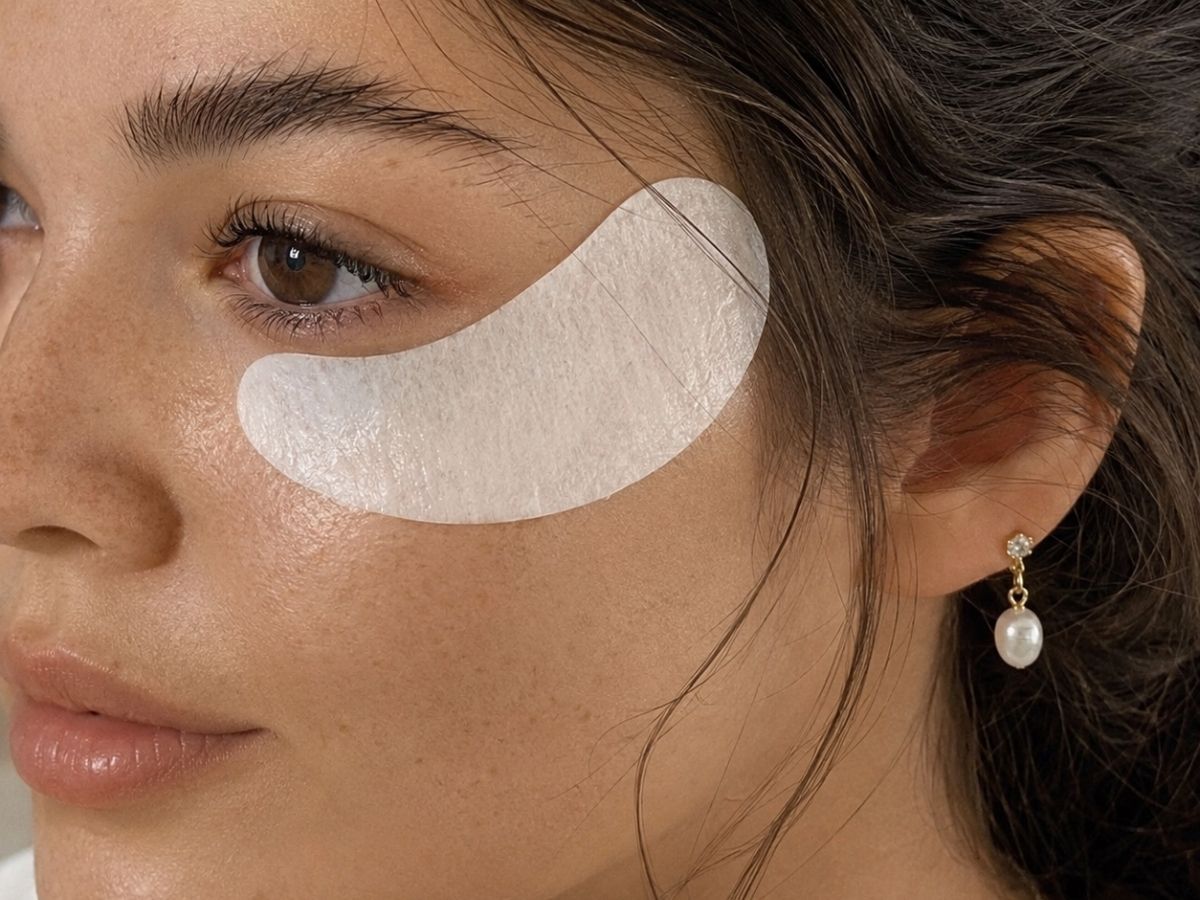 Nahaufnahme der Augenpartie einer Kundin mit gepflegten Wimpern und Augenbrauen bei Glamskin.